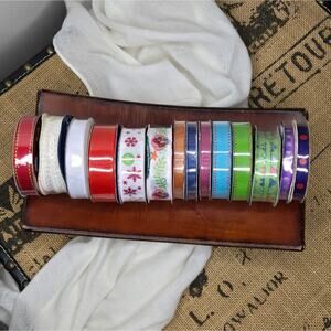 NWT Assorted Decorative Ribbon Set Grosgrain Satin Red White Green Blue Purple